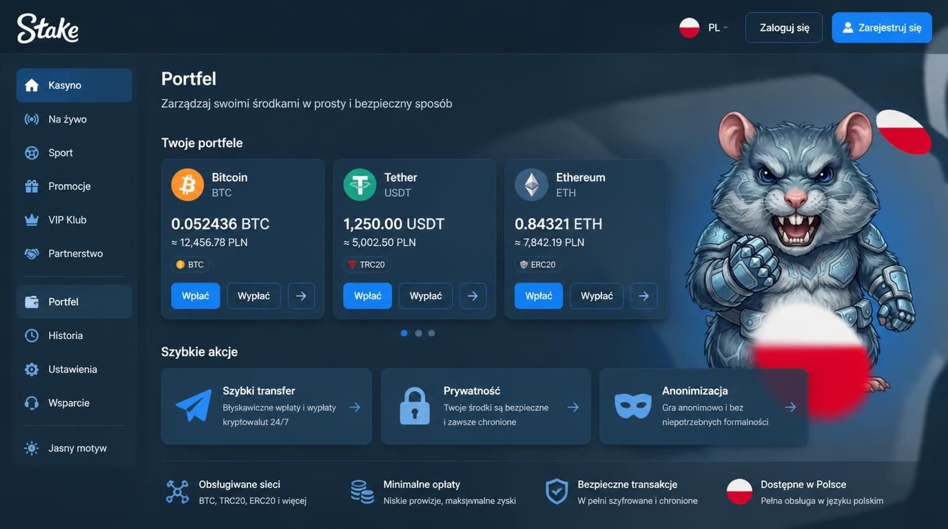 Ikony kryptowalut z elementami bezpieczeństwa, sieci blockchain i symbole Polski.